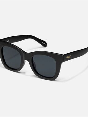 Quay Australia Matte Black Square Sunglasses with Dark Lenses